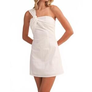NEW KLESIS one shoulder mini dress in white